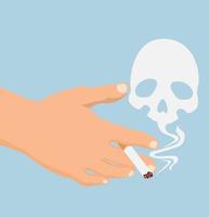 Hand With Cigarette Smoke Skull vector