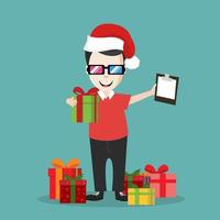 Deliveryman with gift boxes vector