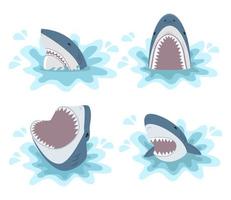 Shark With Open Jaws  Set vector