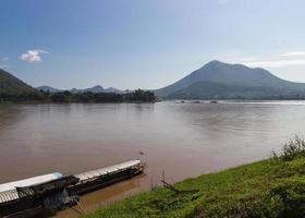 the boat parking near riverside in Mekong river photo