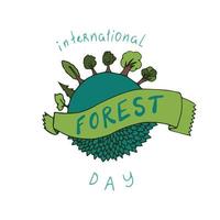 tarjeta del día internacional de los bosques. vector