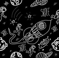 Fun Space Exploration Pattern, Planets and Astronauts vector