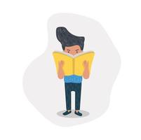 Cool Kid Reading a Big Yellow Book vector