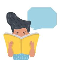 Kid Reading a Big Book With a Speech Bubble