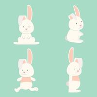 Cute Bunny Rabbits in Various Poses vector