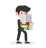 Tired Businessman Holding a Stack of Books vector