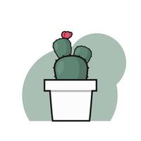 Cute Cactus in a White Pot vector