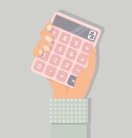 Hand Holding Up a Calculator vector