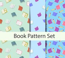 Set of Background Patterns with Books vector