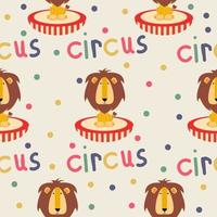 Seamless pattern of circus lion vector