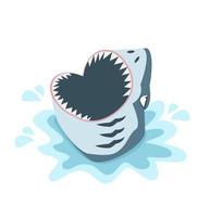 Scary shark with big open mouth with sharp teeth vector