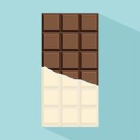 Chocolate bar, half dark and light, with long shadow vector