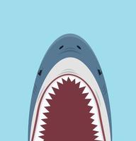 Scary shark with big open mouth with sharp teeth vector