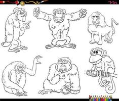 Cartoon apes and monkeys characters set vector