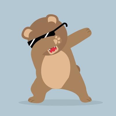 Cool brown bear with sunglasses doing a dab