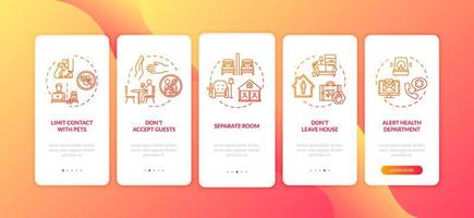 Self-isolation and hygiene tips onboarding mobile app vector
