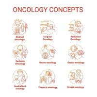 Conjunto de iconos de concepto de oncología. vector