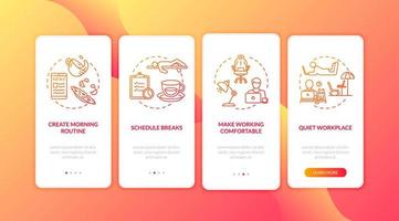 Home office, freelance onboarding mobile app page screen vector