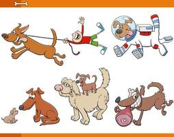 Cartoon dogs and puppies animal characters set vector