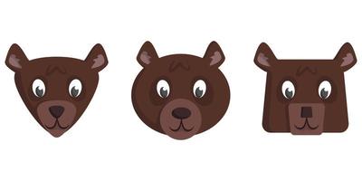 Set of cartoon bear heads vector