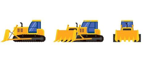 Bulldozer in different angles vector