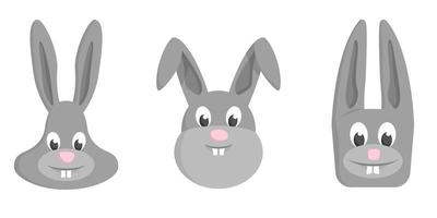 conjunto de cabezas de conejo de dibujos animados vector