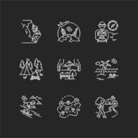 Rest and travel chalk white icons set vector