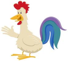 Funny cartoon rooster farm animal comic character vector