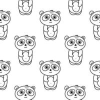 Panda seamless pattern in doodle style vector