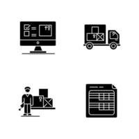 conjunto de iconos de sistema de seguimiento de inventario y almacenamiento vector