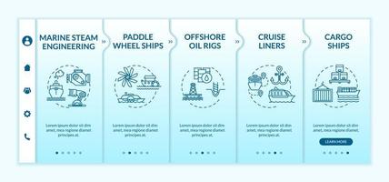 Marine engineering onboarding template. vector