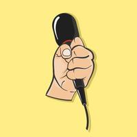 Hand holding microphone vector