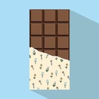 Big chocolate bar with torn wrapper vector
