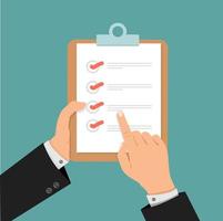 Business holding a clipboard with a checklist vector