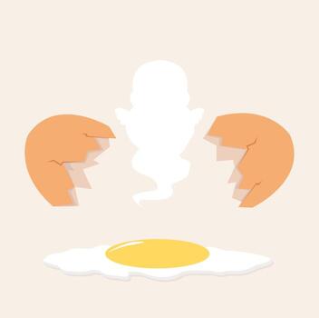 Ghost floating out of cracked eggshell and yolk vector