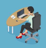 Professional woman working on a laptop vector