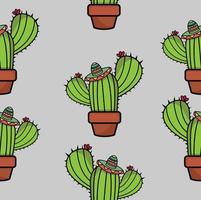 Seamless pattern of cactus plants vector