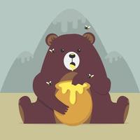 Cute bear eating sweet honey vector