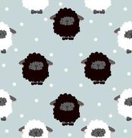 Seamless pattern of black and white sheep vector