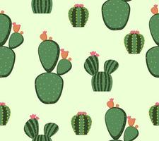 Seamless pattern of cute cactus plants vector