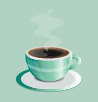 Green mug of hot coffee or tea vector