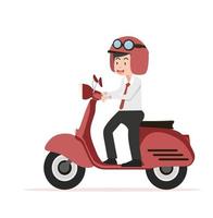 Businessman riding a red scooter vector
