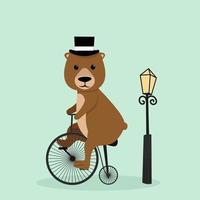 lindo oso en bicicleta vector