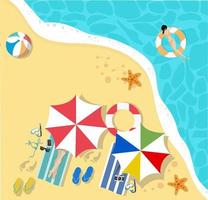 Top view of a hot summer beach vector