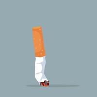 Crushed cigarette butt, quitting concept vector