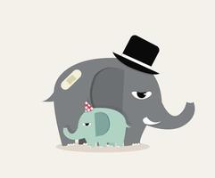 Cute elephants wearing hats vector