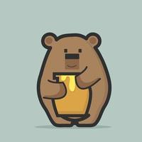 Cute bear holding a pot of honey vector