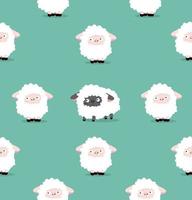 Seamless pattern of black and white sheep vector