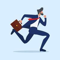 Businessman with a briefcase running quickly vector