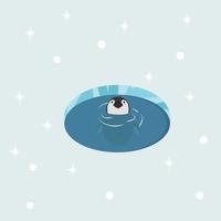 pingüino bebé en el agua vector